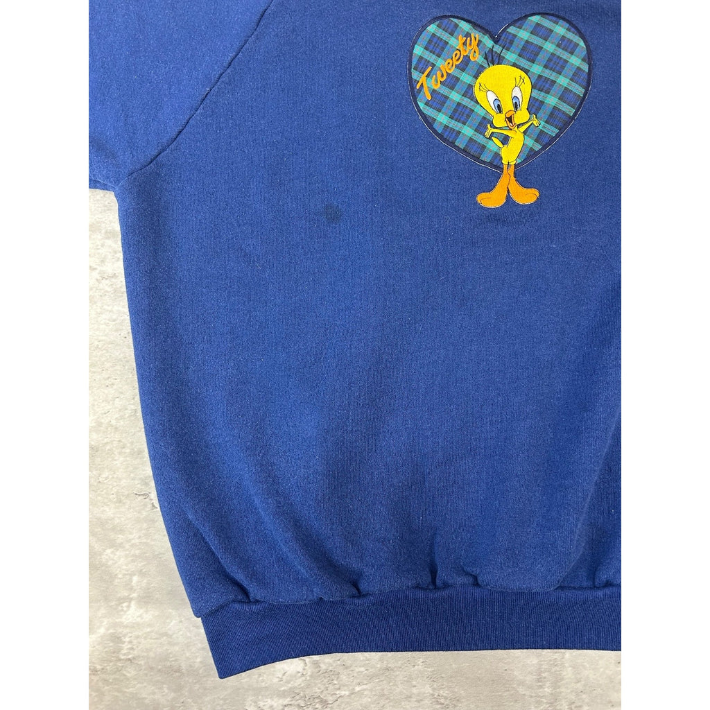 Vintage 1997 Looney Tunes Tweety Bird Embroidered Character Sweatshirt Size XL