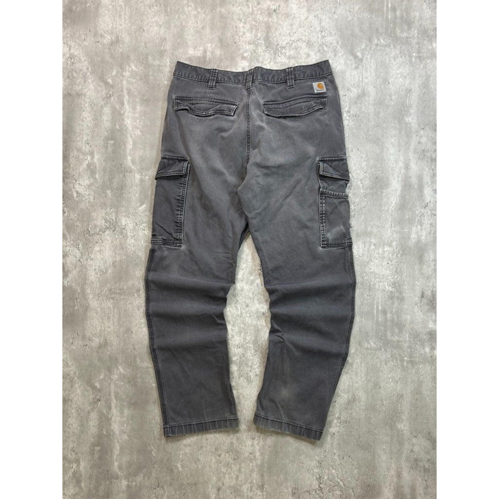 Carhartt Relaxed Fit Canvas Workwear Grey Cargo Pants Size 35