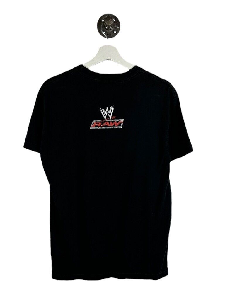 Vintage WWE Raw Wrestling Crew TV Promo Graphic T-Shirt Size Large Black