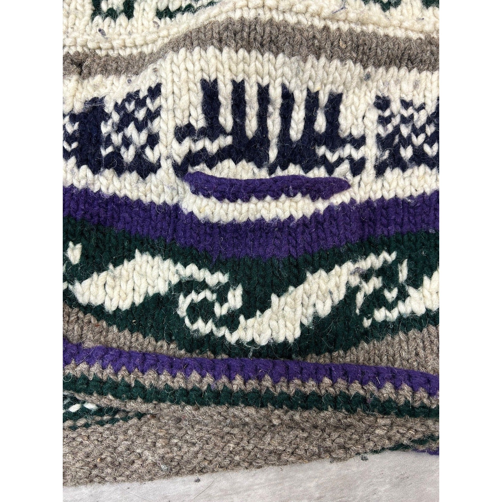 Vintage 80s/90s Rey Wear Geometric Print Cardigan Knit Sweater Size Large