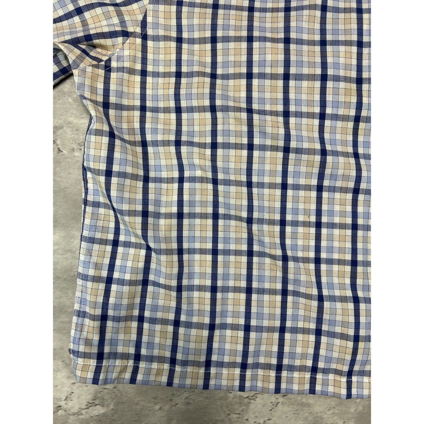 Vintage Consensus Plaid Short Sleeve Reworked Cropped Button Up Shirt Sz Medium