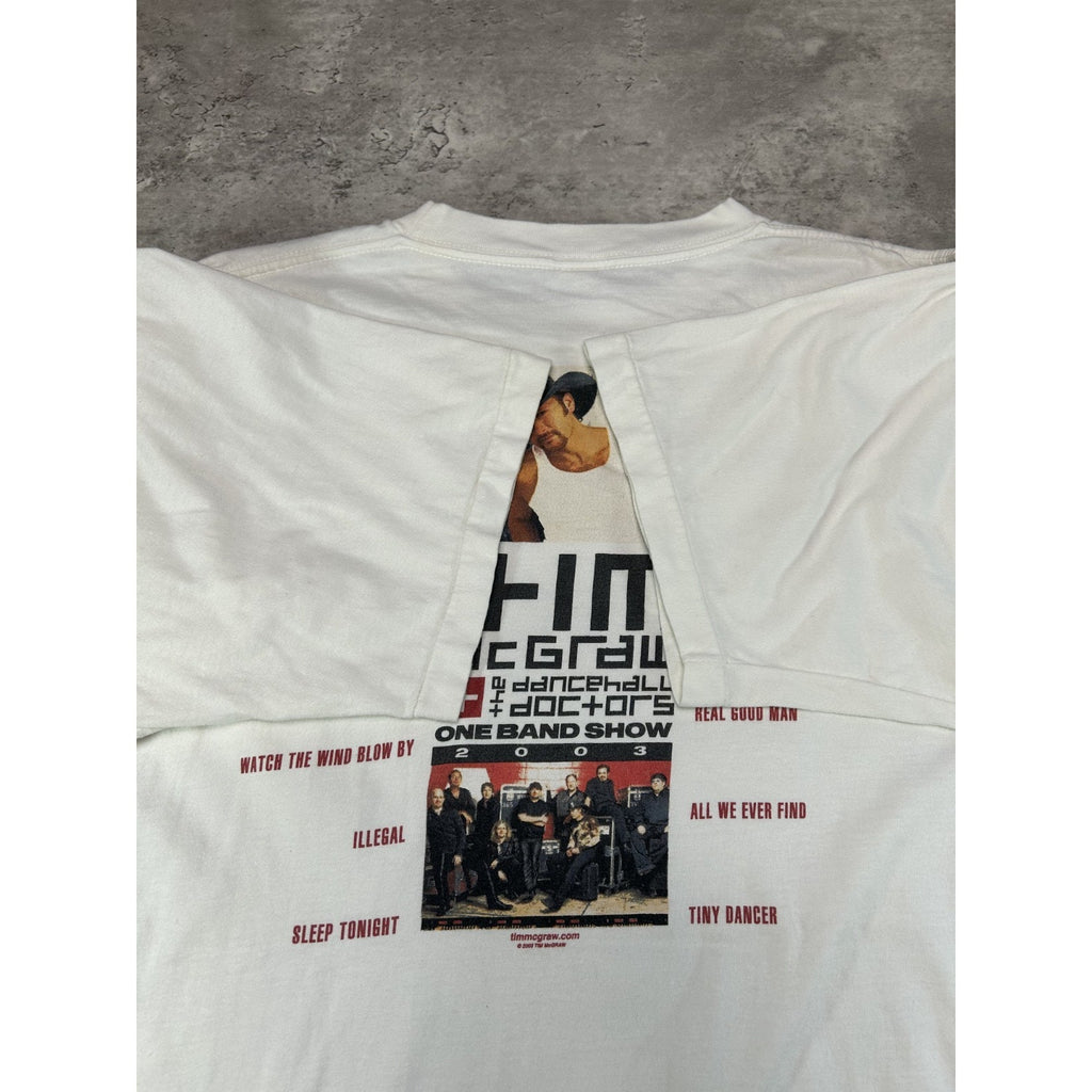 Vintage 2003 Tim McGraw One Band Tour Country Music T-Shirt Size Large White