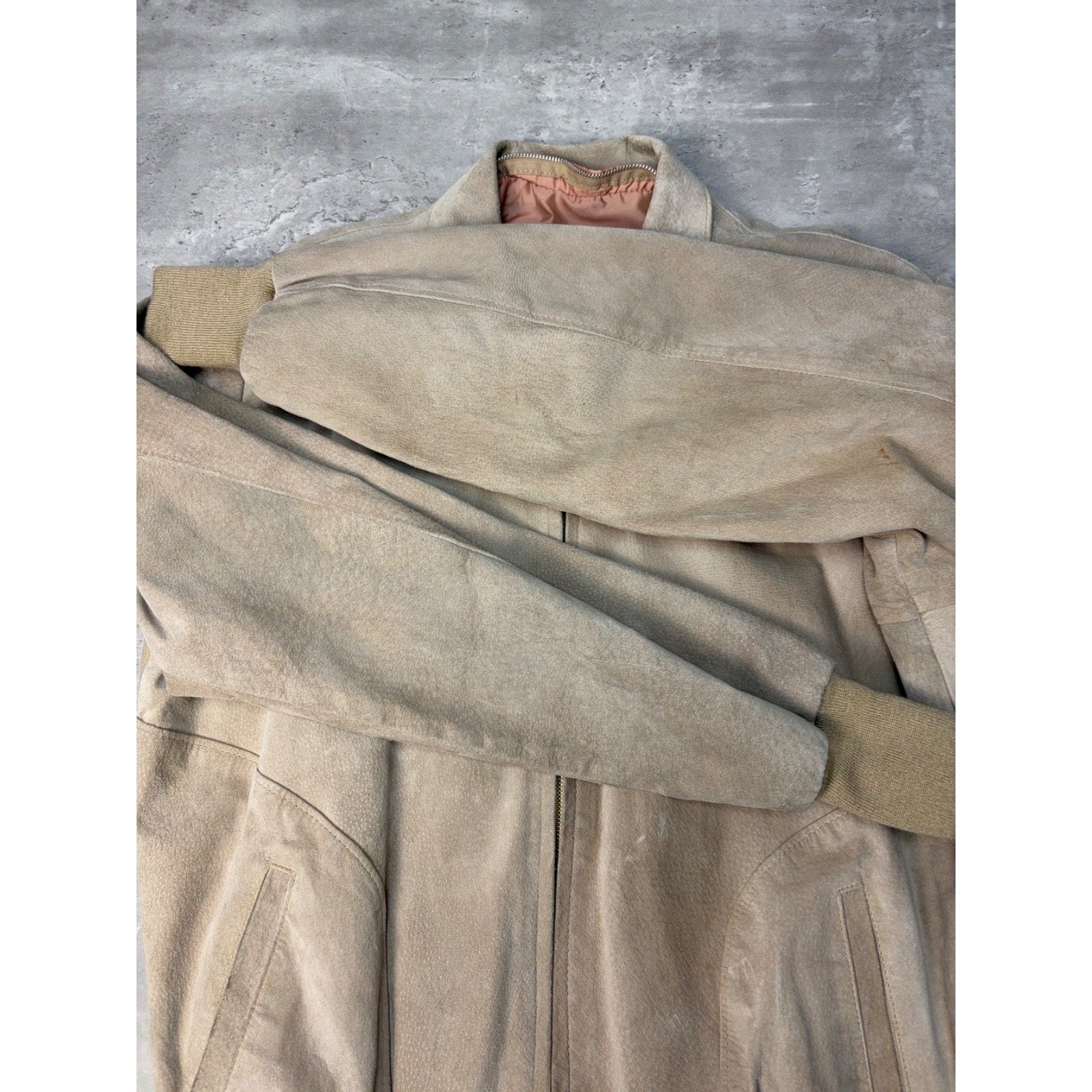 Vintage 90s Suede Earth Tone Full Zip Collared Bomber Jacket Size XL