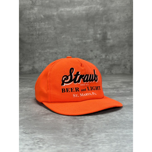 Vintage Straub Beer & Light Graphic Spellout Snapback Hat OSFA Orange