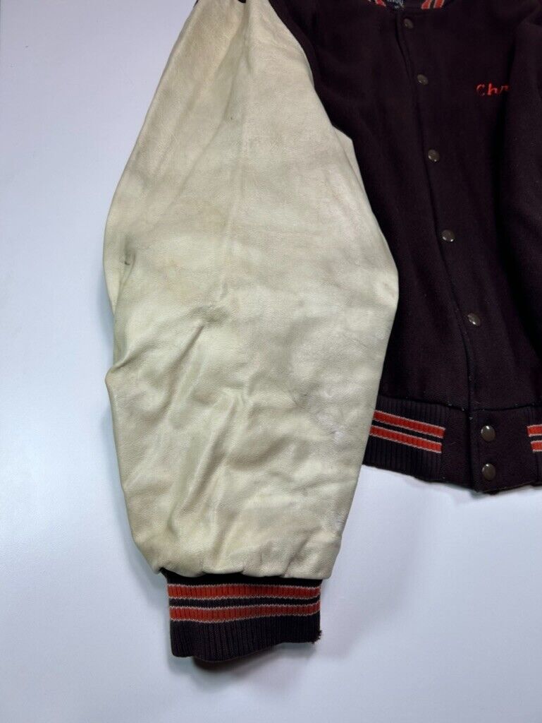 Vintage 90s Cherokee Football Embroidered Wool Varsity Jacket Size 2XL