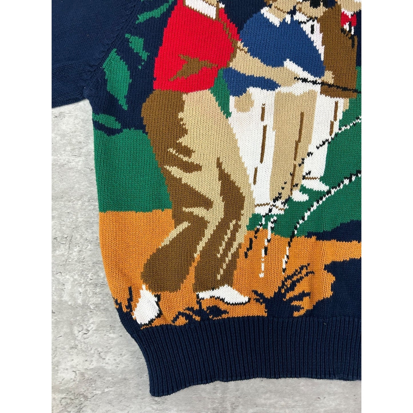 Vintage 90s Hathaway Golfers Graphic Print Pullover Knit Sweater Size Medium