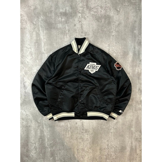 Vintage 80s Los Angeles Kings NHL Starter Satin Bomber Jacket Size Large