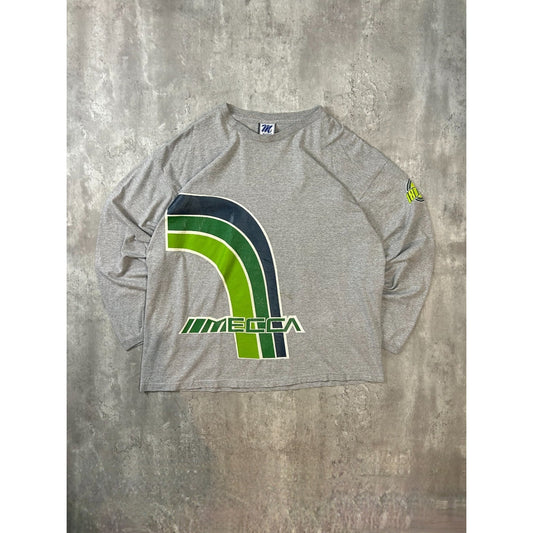 Vintage Y2K Mecca Spellout Graphic Long Sleeve T-Shirt Size 2XL Gray