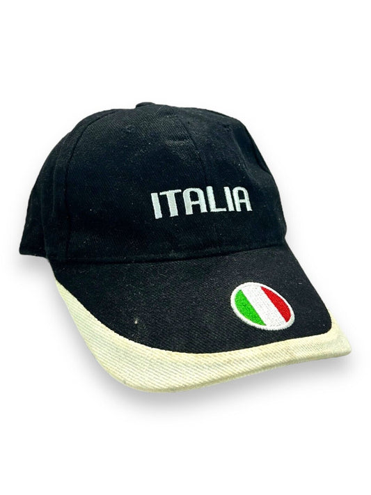 Vintage Italia Embroidered Destination Spell Out Strapback Hat OSFA Black