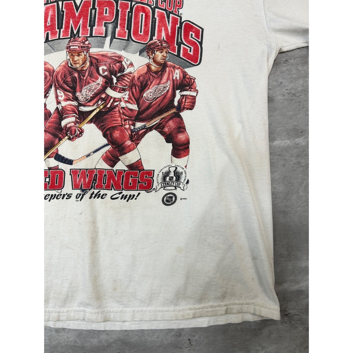 Vintage 1998 Detroit Red Wings Back To Back Stanley Cup Champs T-Shirt Sz Large