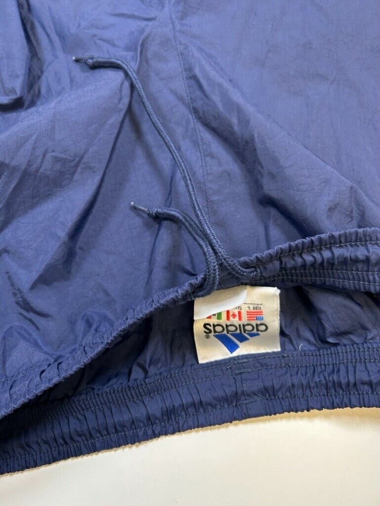 Vintage 90s Adidas Embroidered Logo Nylon Track Pants Size L 37W Blue