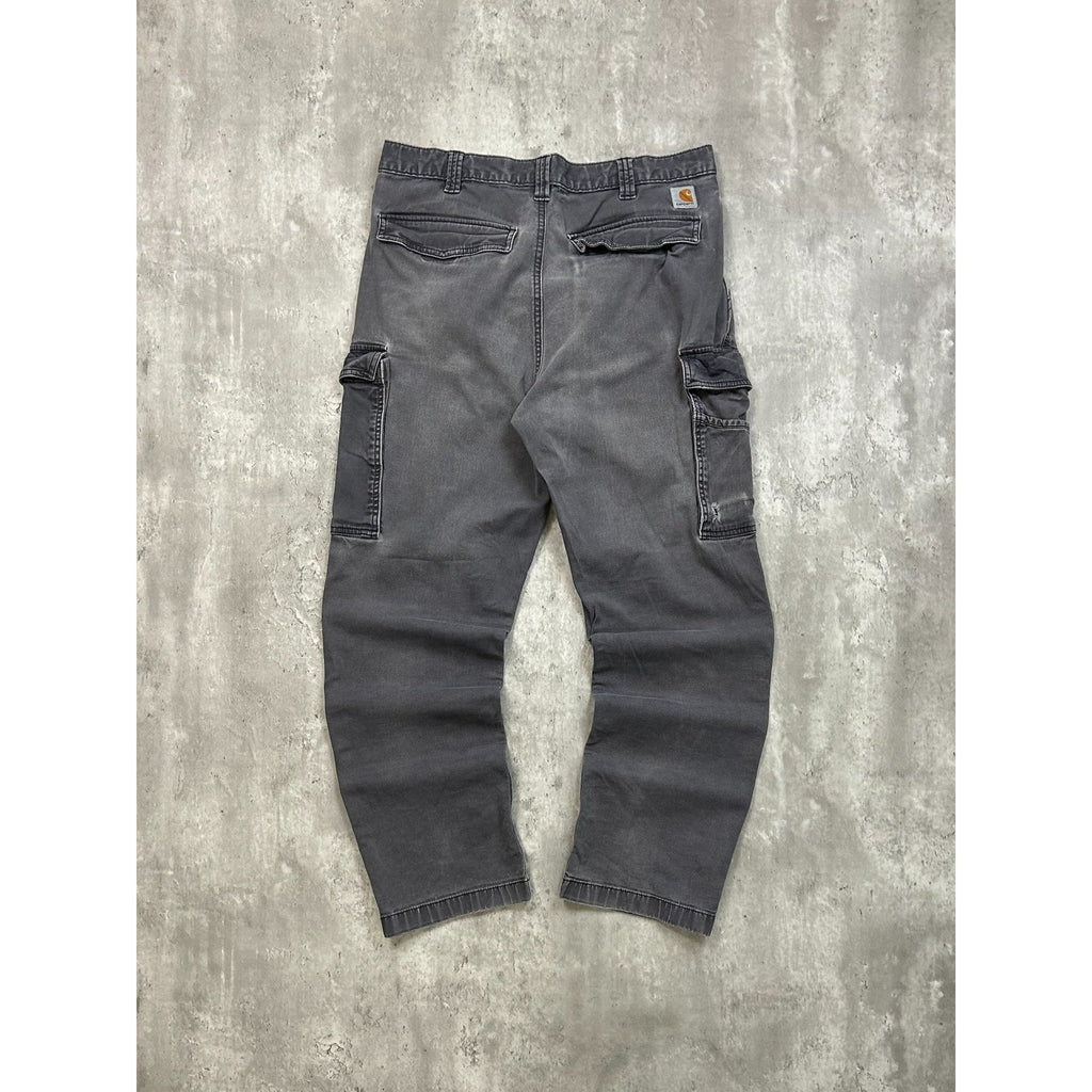 Carhartt Relaxed Fit Canvas Workwear Gray Cargo Pants Size 35