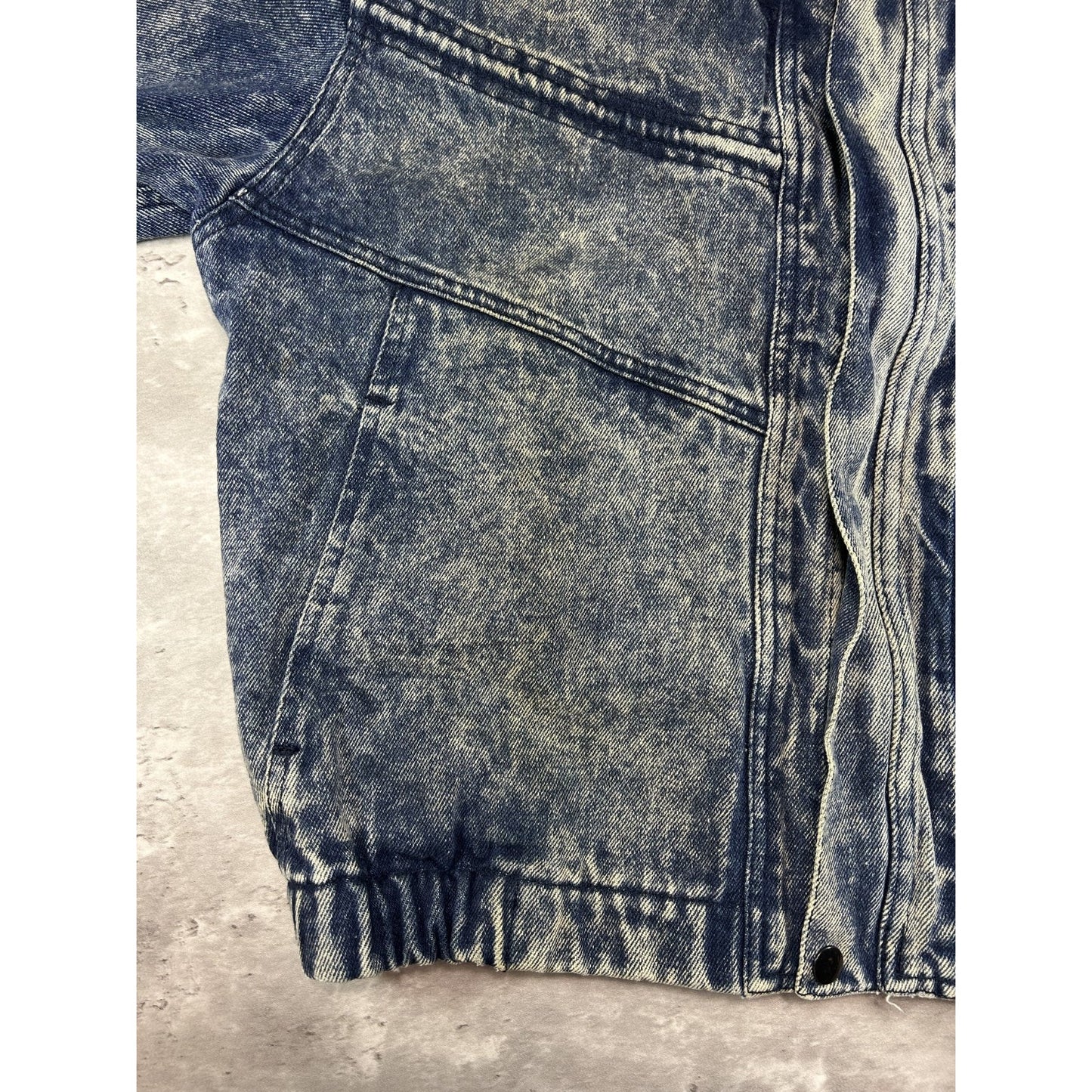 Vintage 90s Copter Acid Wash Full Zip Denim Bomber Jacket Size Medium Blue