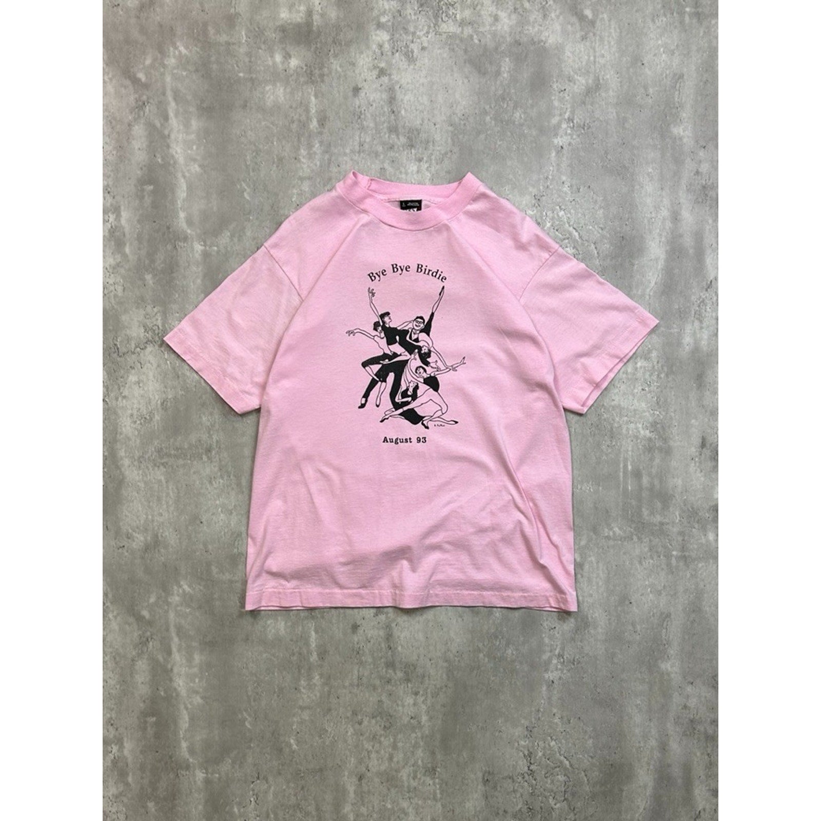 Vintage 1993 Bye Bye Birdie Cartoon Dancer Graphic Pink T-Shirt Size Large