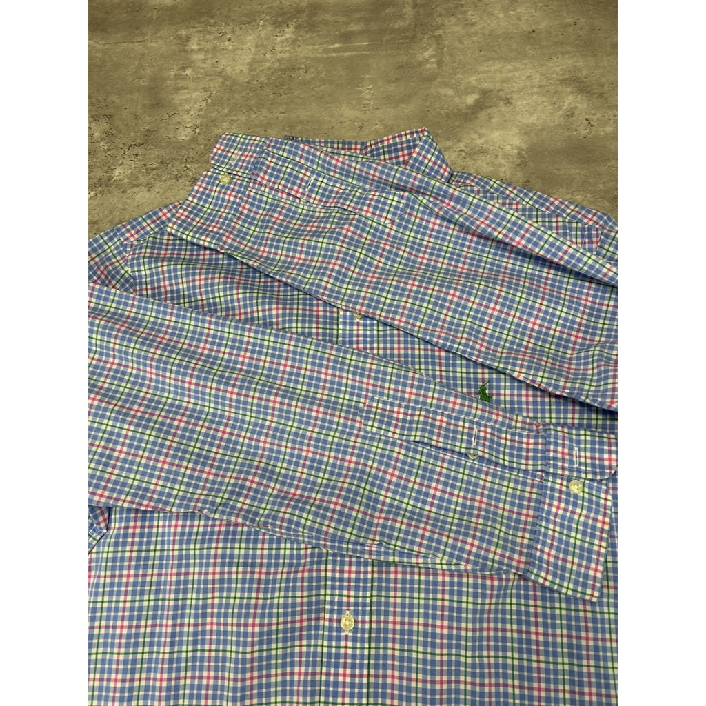 Vintage Polo Ralph Lauren Reworked Cropped Long Sleeve Button Up Shirt Sz Large