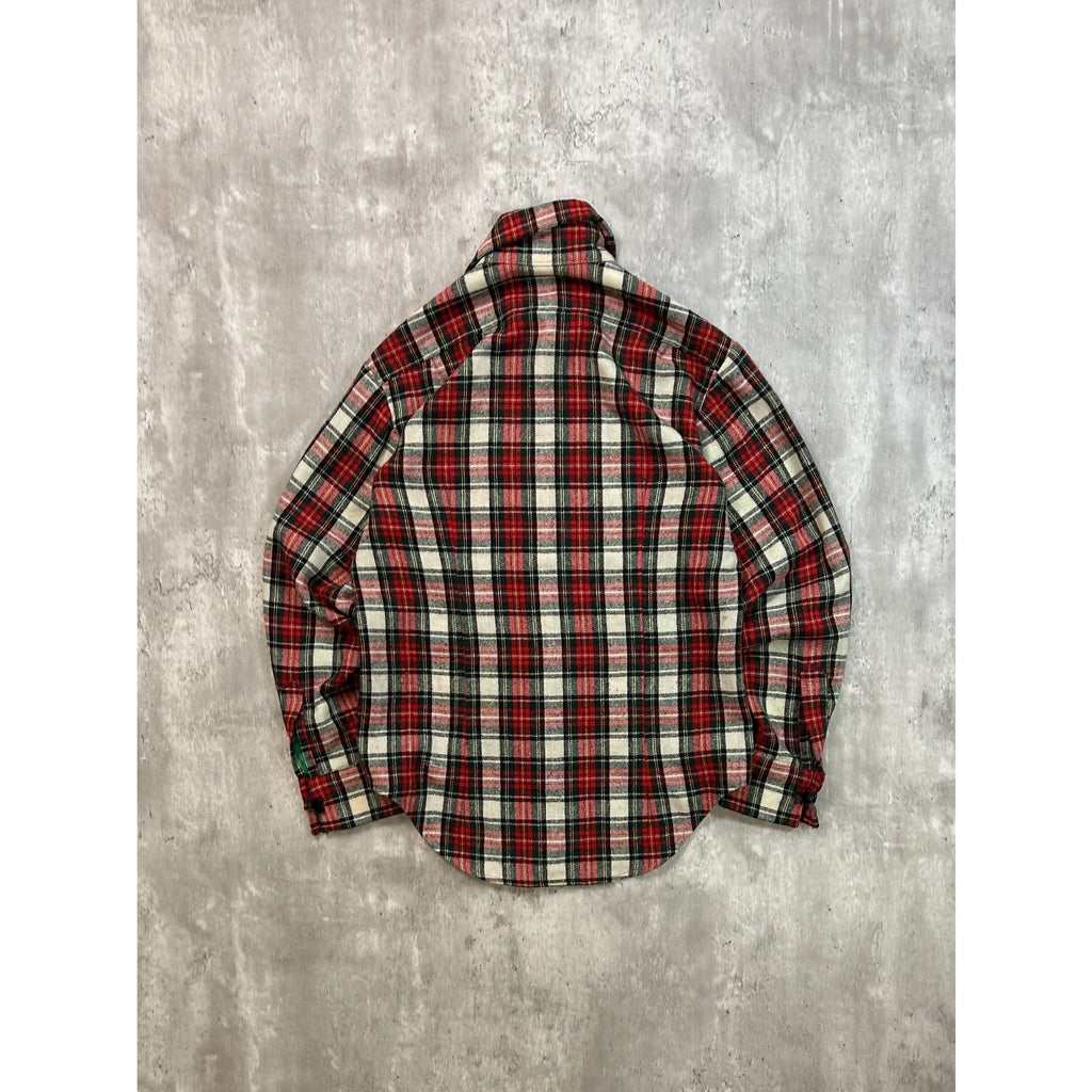 Vintage 1970s Hand Made Plaid Print Insulated Collared Jacket Size Large