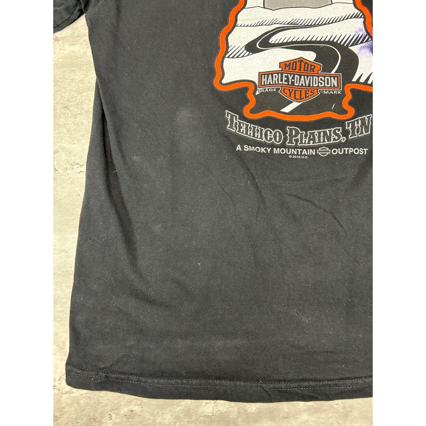 Vintage Harley Davidson American Flag Spellout Graphic Motorcycle T-Shirt Sz XL