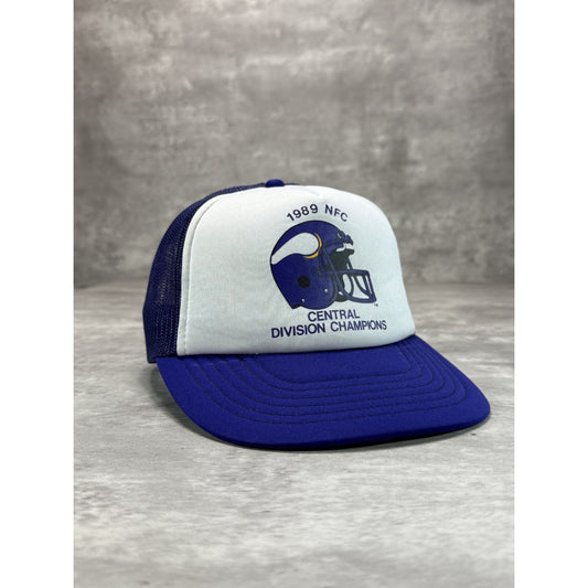 Vintage 1989 Minnesota Vikings NFL NFC Division Champs Trucker Snapback Hat OSFA