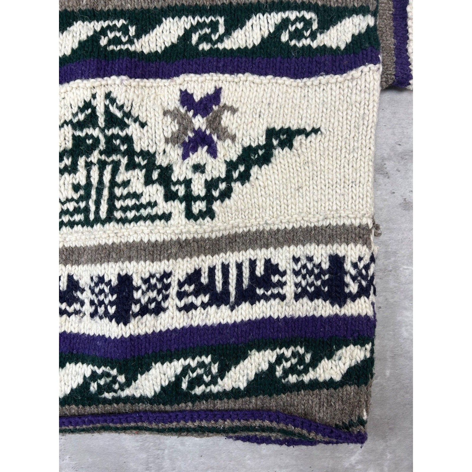 Vintage 80s/90s Rey Wear Geometric Print Cardigan Knit Sweater Size Large