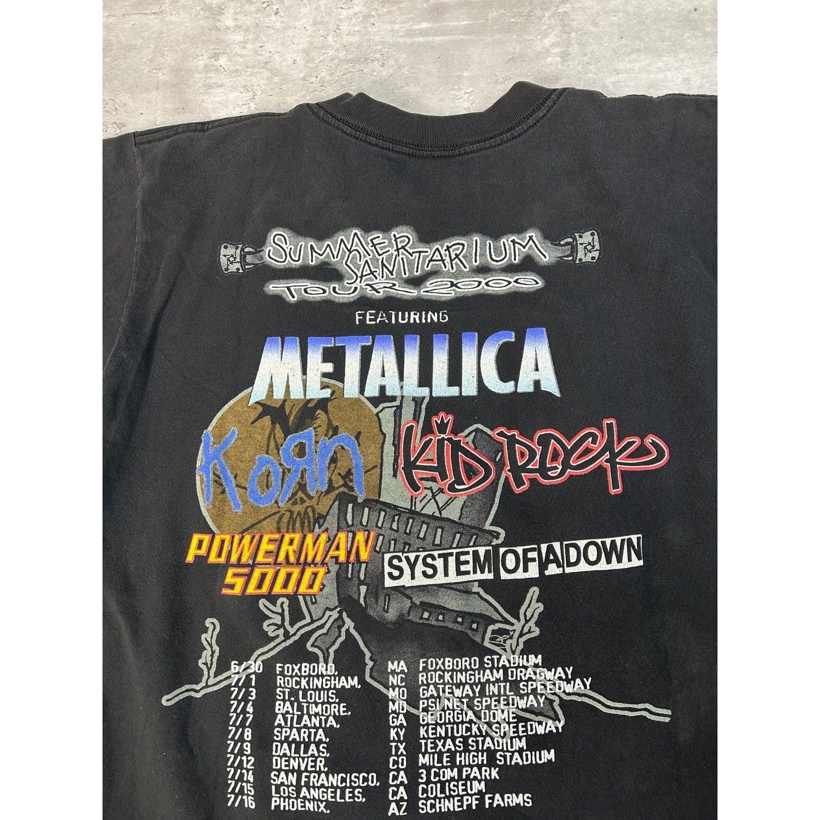 Vintage 2000 Metallica Summer Sanatorium Rock Music Tour Graphic T-Shirt Sz L