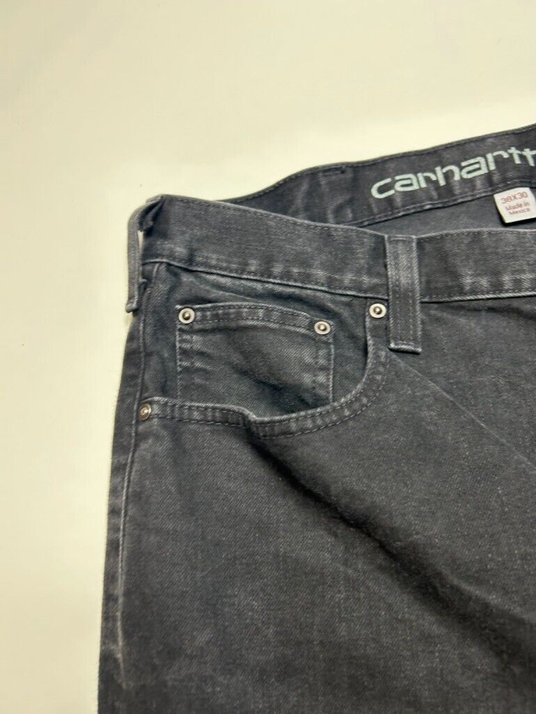 Carhartt Relaxed Fit Black Denim Workwear Pants Size 38W