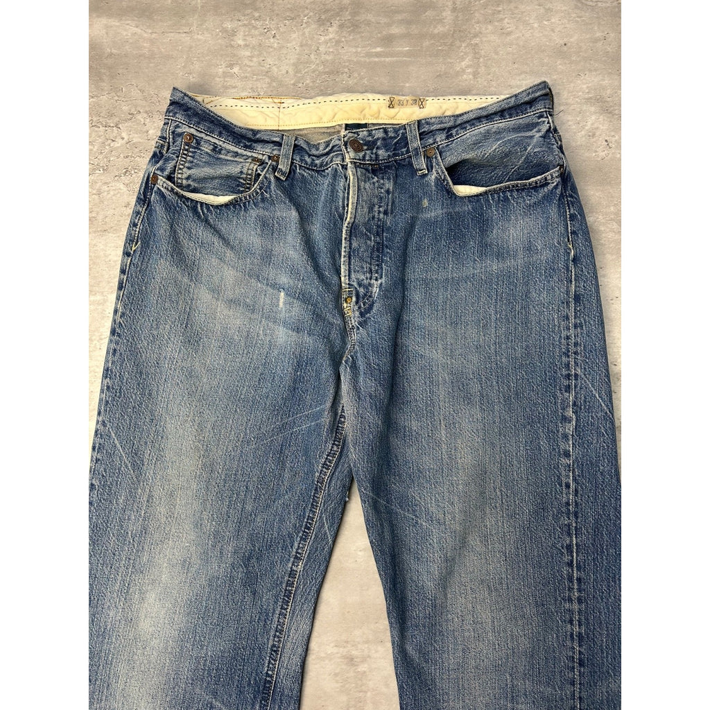Vintage 2000s Polo Ralph Lauren Distressed Dark Wash Denim Pants Size 34