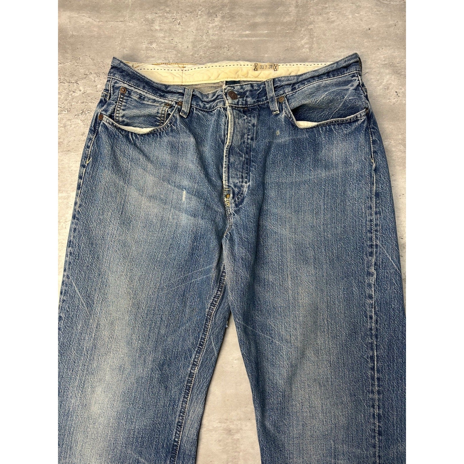 Vintage 2000s Polo Ralph Lauren Distressed Dark Wash Denim Pants Size 34