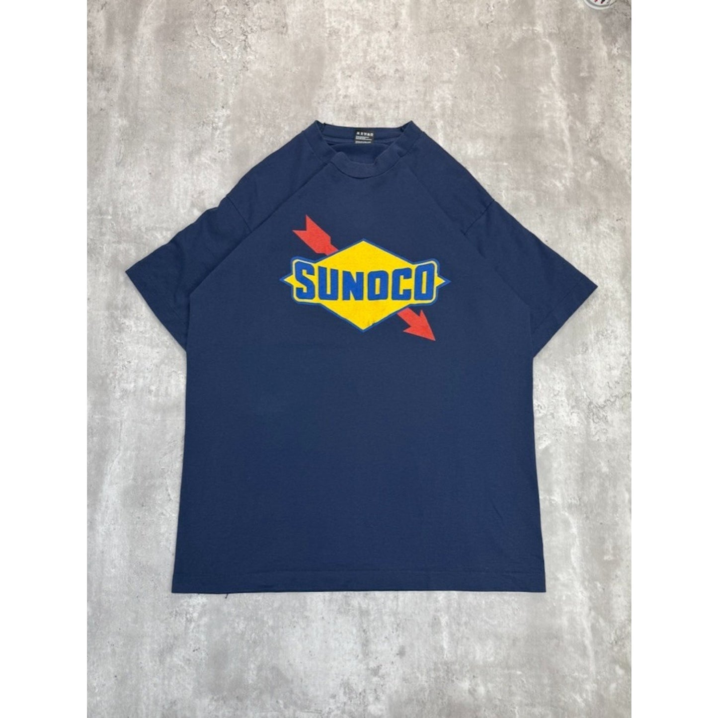 Vintage 90s Sunoco Fuel Graphic Spellout Logo T-Shirt Size XL Blue