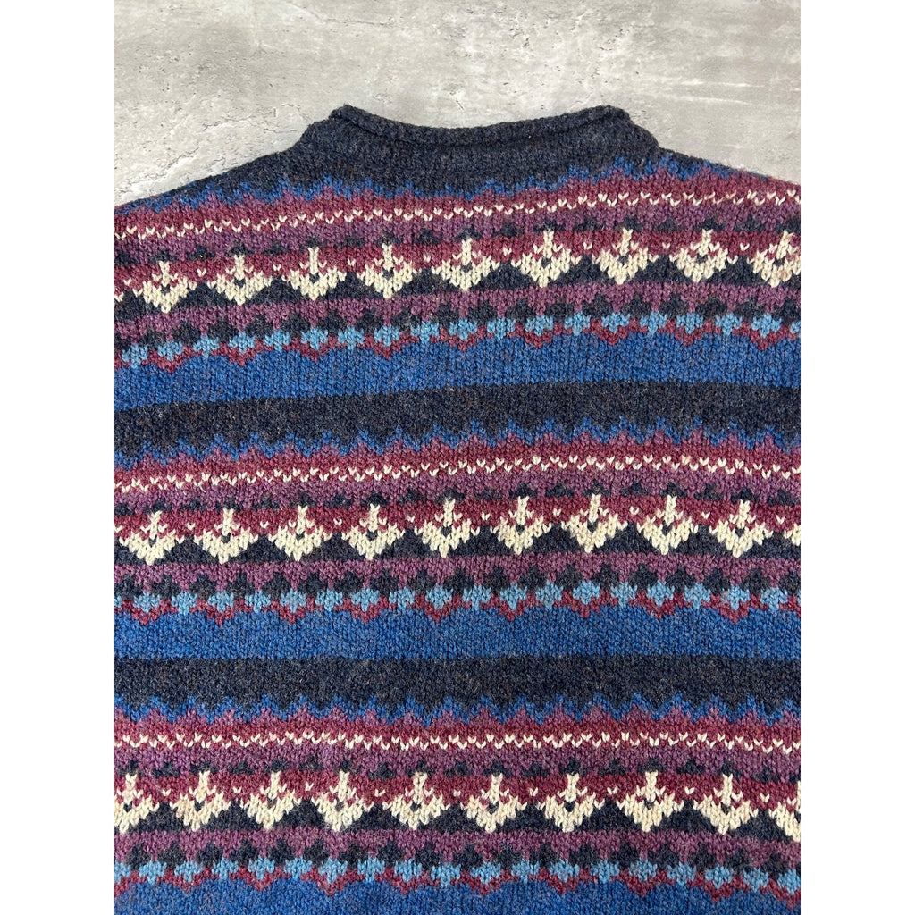 Vintage 90s Dress Barn Abstract Striped Full Zip Knit Sweater Size XL