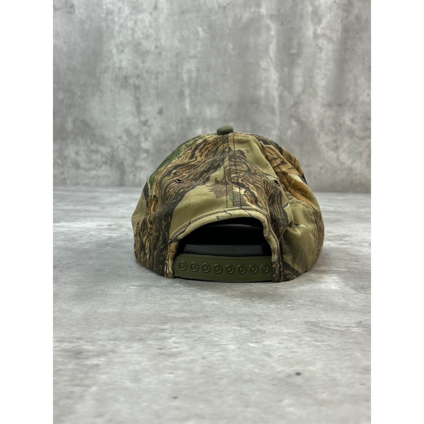 Vintage 90s John Deere Embroidered Deer Camo Hunting Snapback Hat OSFA