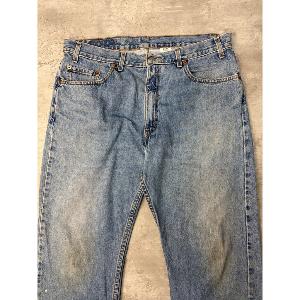 Vintage Levis 505 Red Tab Straight Leg Regular Fit Light Wash Denim Pants Sz 37