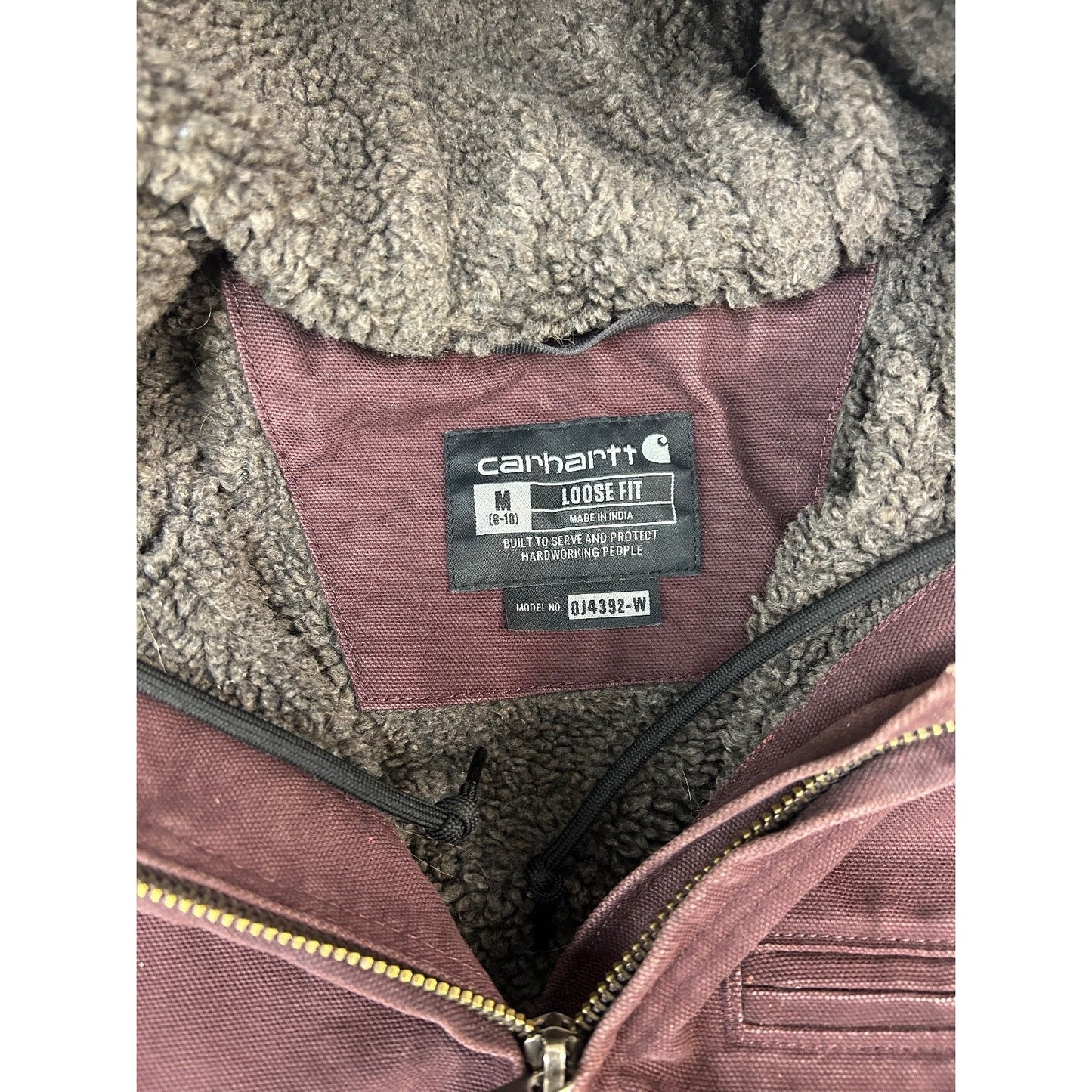 Vintage Carhartt Fleece Lined Canvas Workwear Hooded Detroit Jacket Women's Med