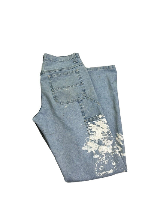 Vintage Lee Loose Fit Light Wash Distressed Carpenter Painters Pants Size 34