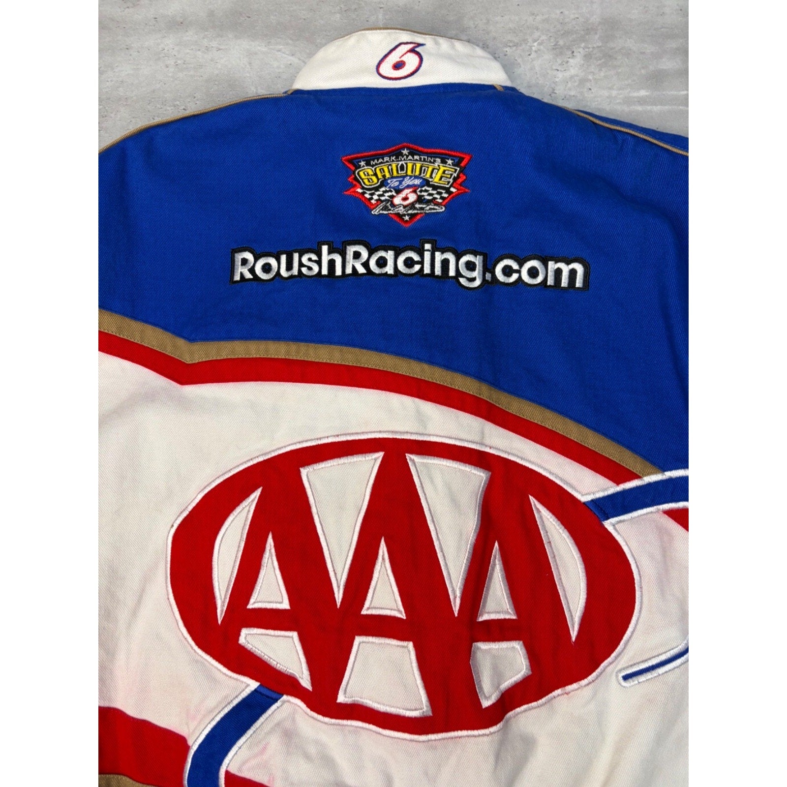 Vintage Mark Martin #6 Nascar AAA Embroidered Racing Jacket Size Medium