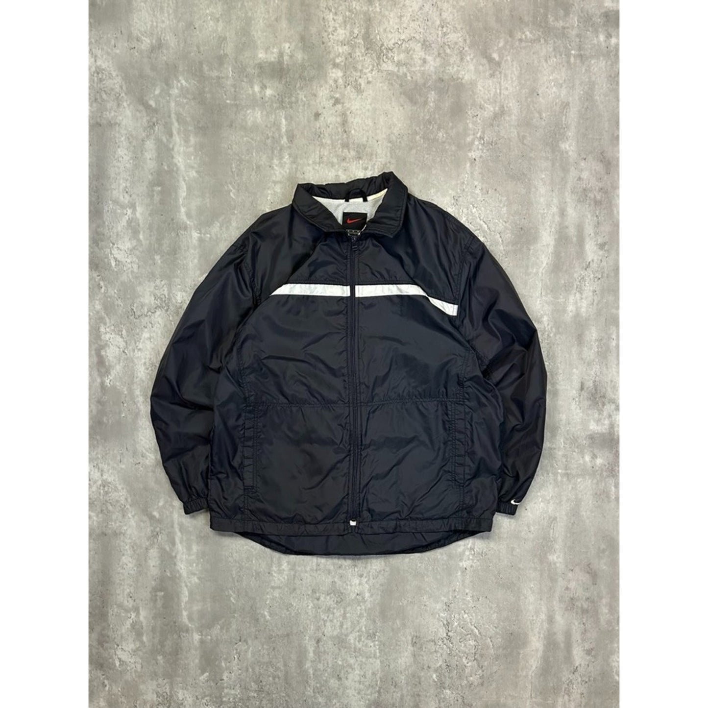 Vintage 2000s Nike Embroidered Swoosh Nylon Full Zip Windbreaker Jacket Medium