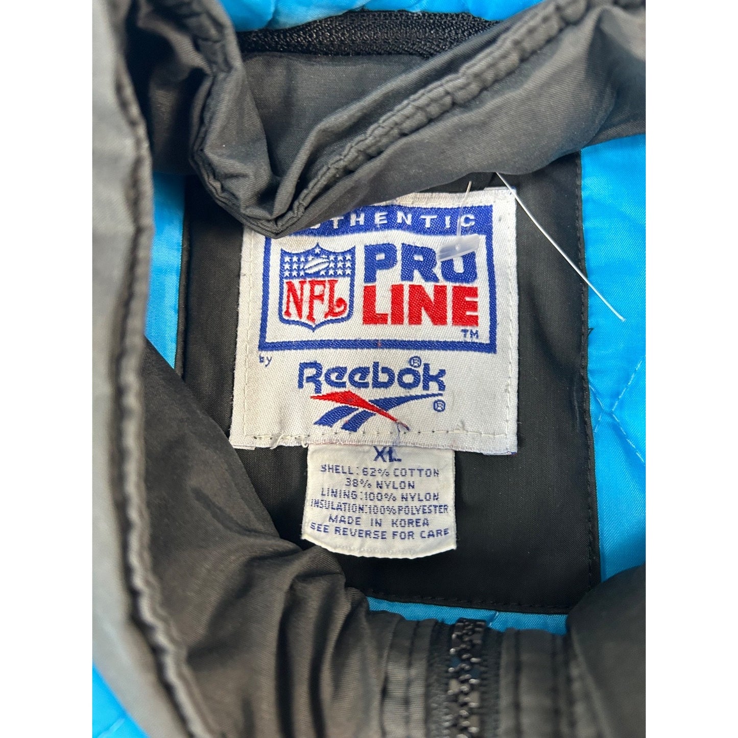 Vintage 90s Carolina Panthers NFL Reebok Insulated Long Jacket Jacket Size XL