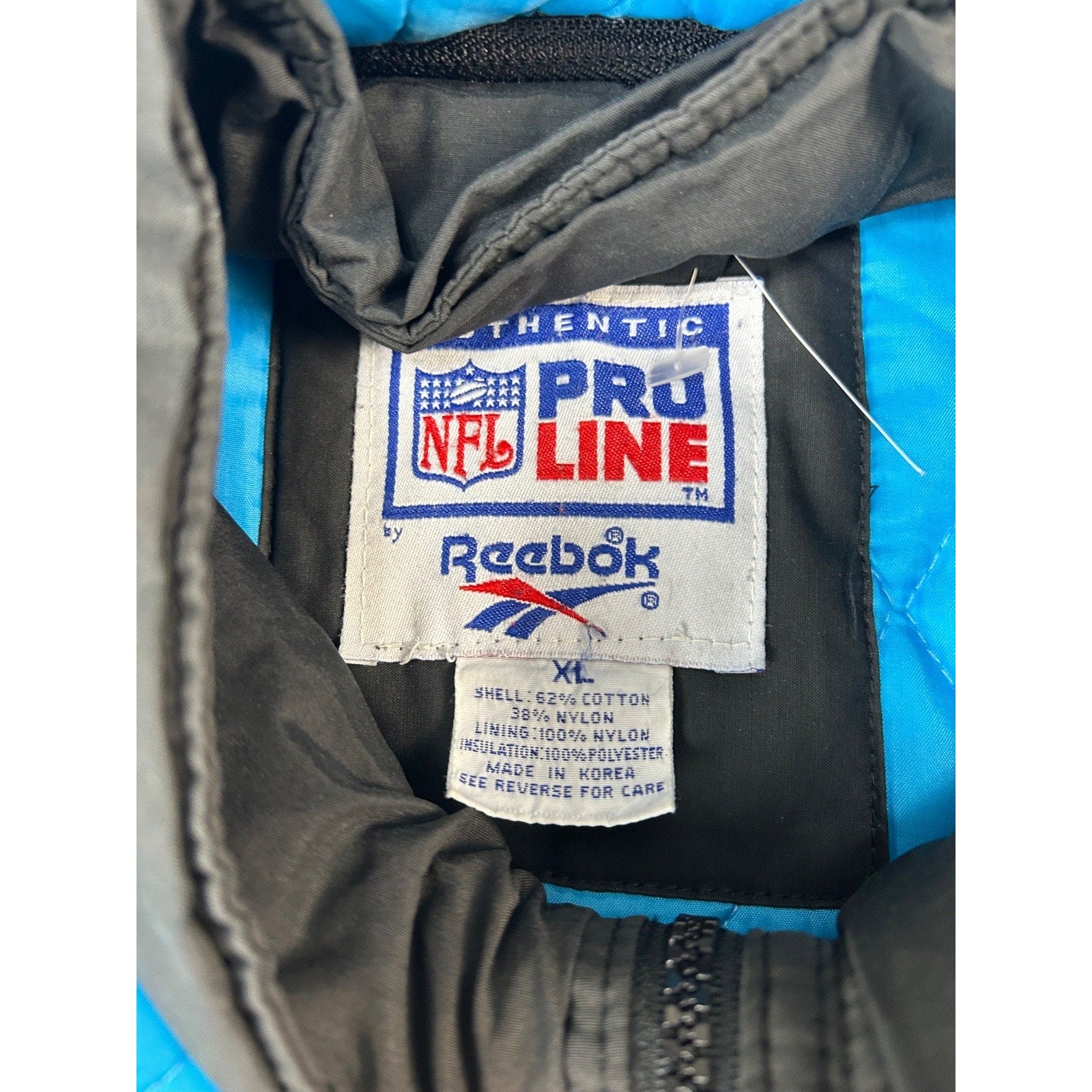 Vintage 90s Carolina Panthers NFL Reebok Insulated Long Jacket Jacket Size XL