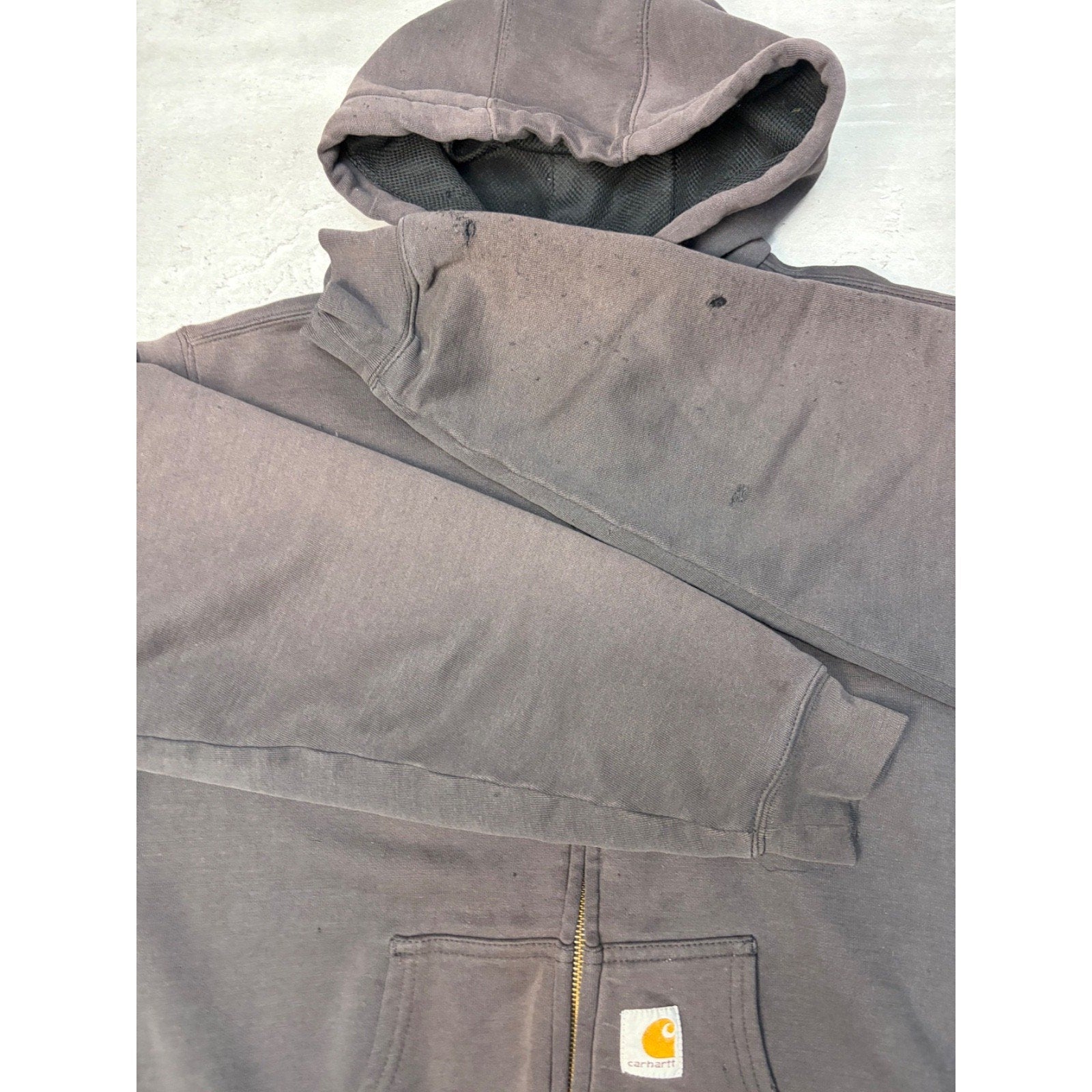 Vintage Carhartt Thermal Lined Full Zip Embroidered Patch Sweatshirt Size Large