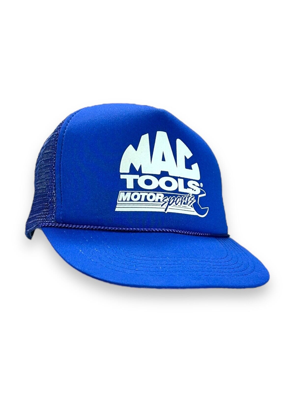 Vintage 80s/90s Mac Tools Motorsports Trucker Snapback Hat OSFA Blue