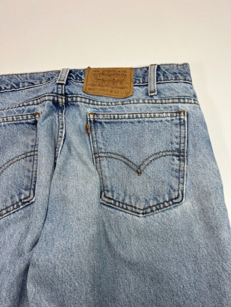 Vintage 80s/90s Levi's 505 Orange Tab Straight Leg Light Wash Denim Pants Sz 33