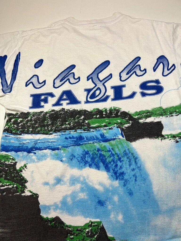 Vintage 90s Niagara Falls Waterfall Destination AOP T-Shirt Size XL White