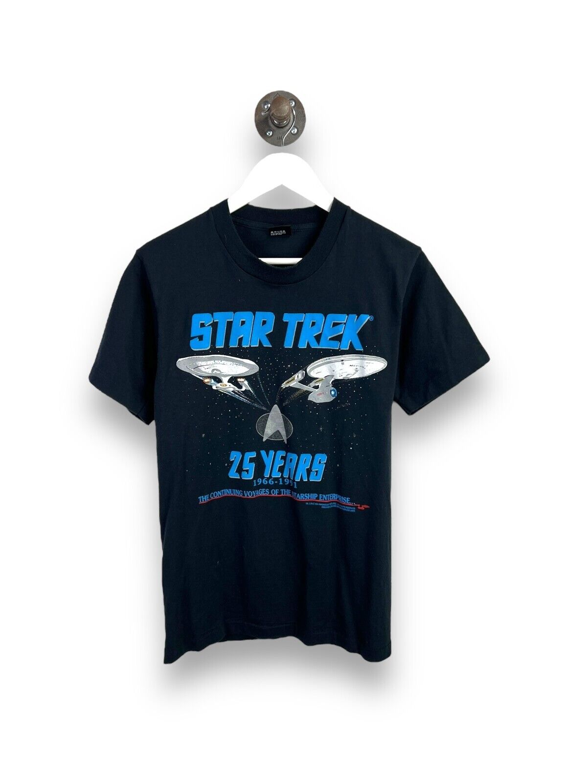 Vintage 1991 Star Trek Sci Fi Movie Promo Graphic T-Shirt Size Medium Black 90s