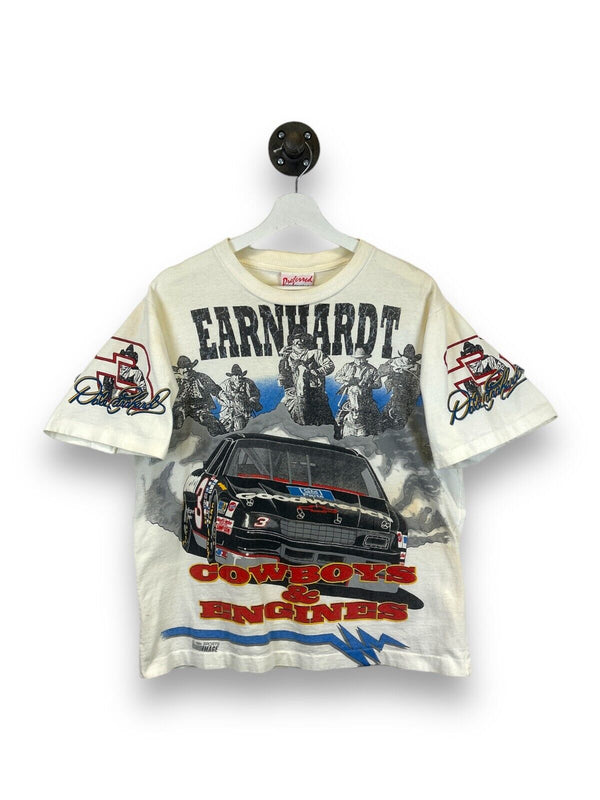 Vintage 1994 Dale Earnhardt Cowboys & Engines Nascar AOP T-Shirt Size Medium 90s