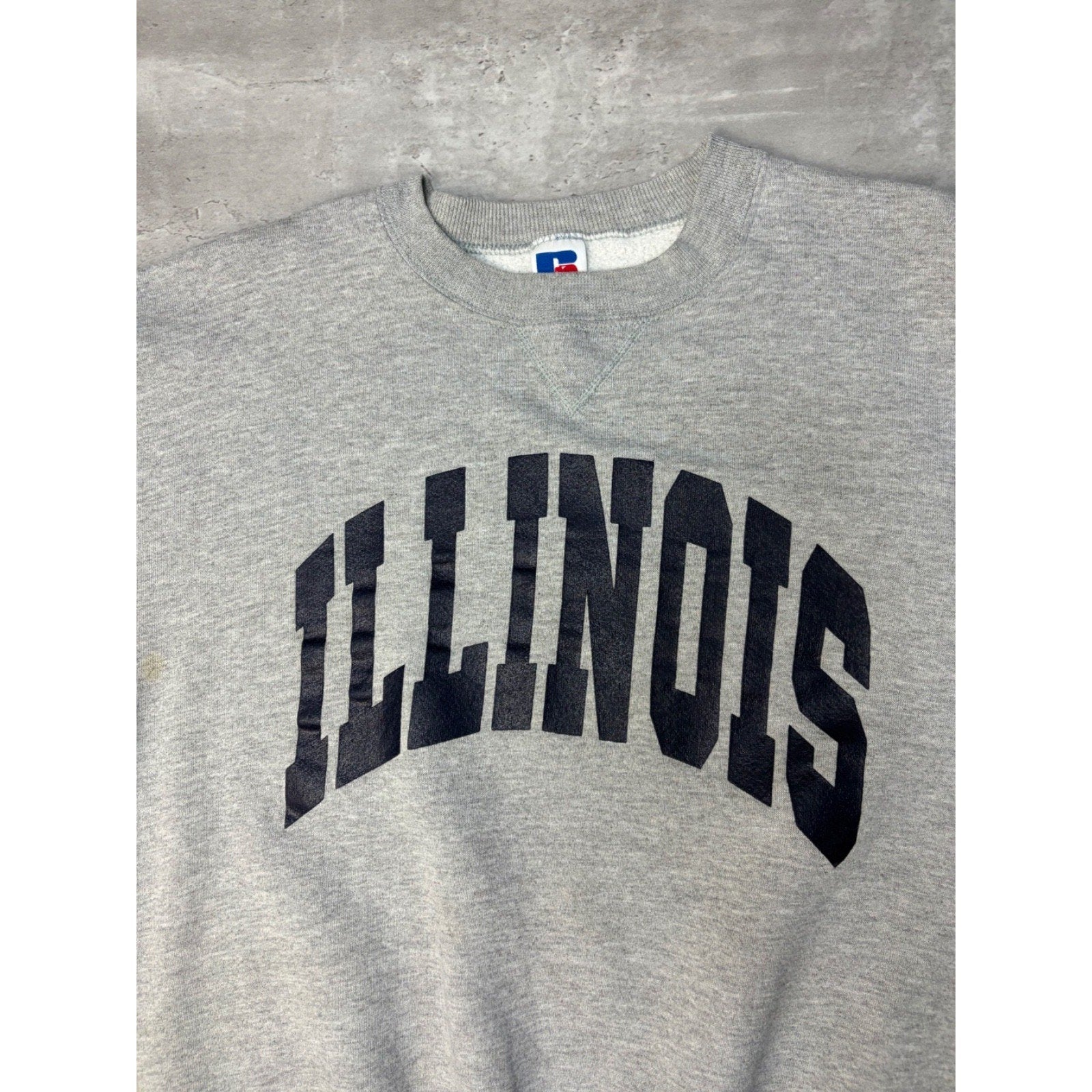 Vintage Illinois Fighting Illini NCAA Arc Spellout Graphic Sweatshirt Size Large