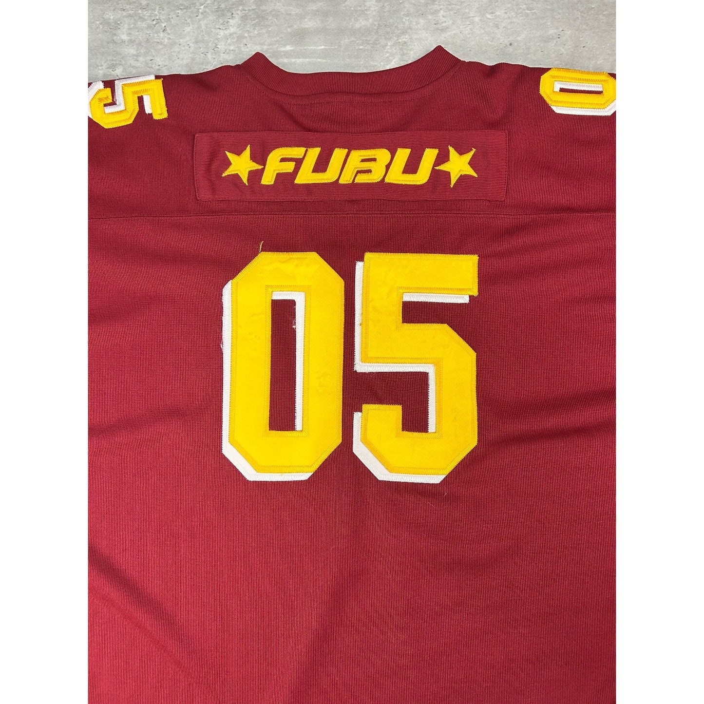 Vintage Y2K Fubu #05 Stitched Football Jersey Size XL Maroon / Yellow