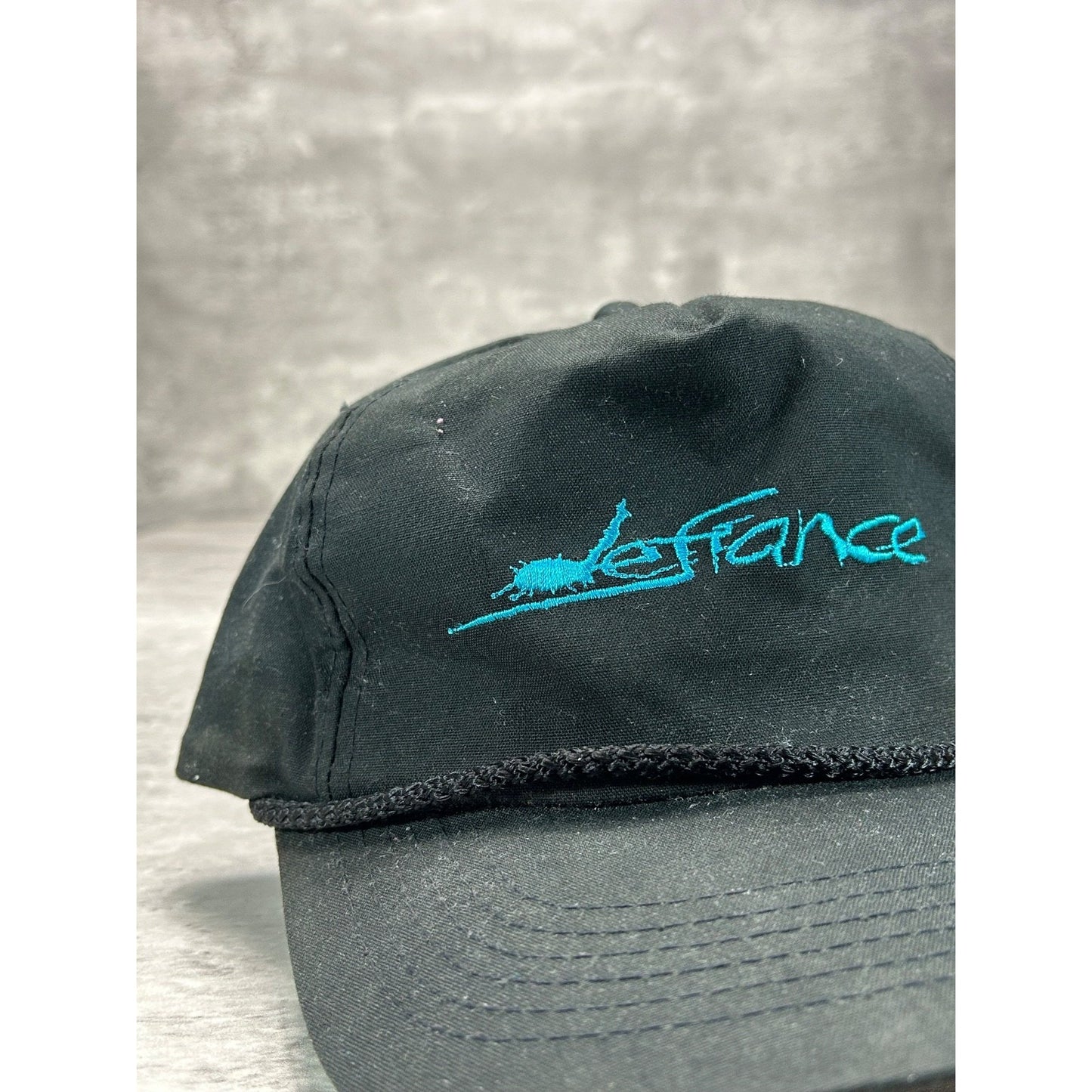 Vintage Defrance Embroidered Spellout Snapback Hat OSFA Black/Blue