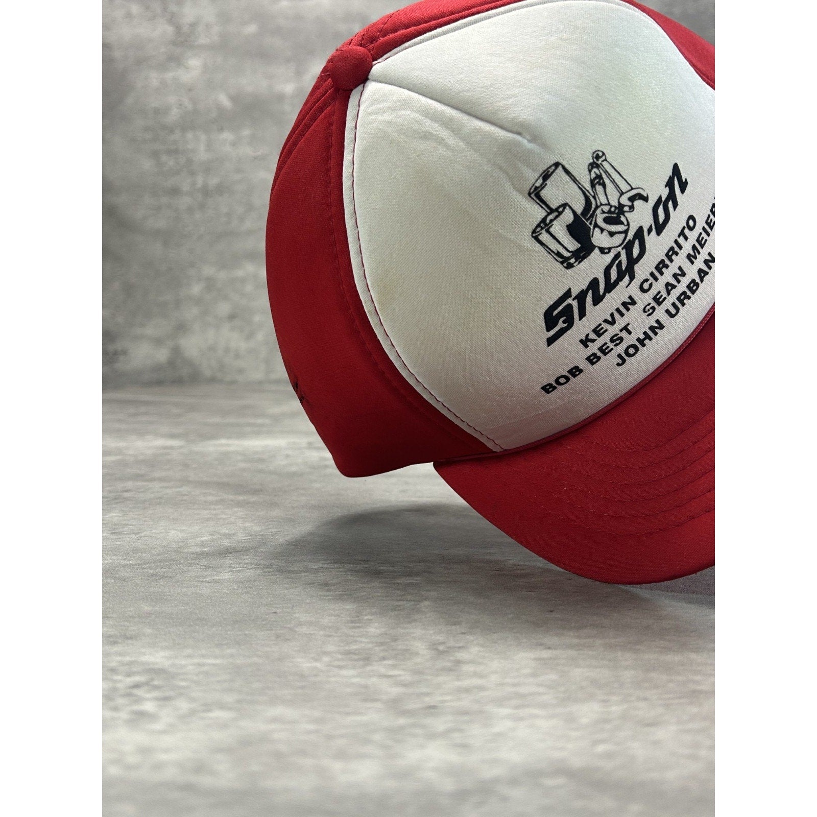 Vintage 90s Snap On Spellout Graphic Foam Two Tone Snapback Hat OSFA