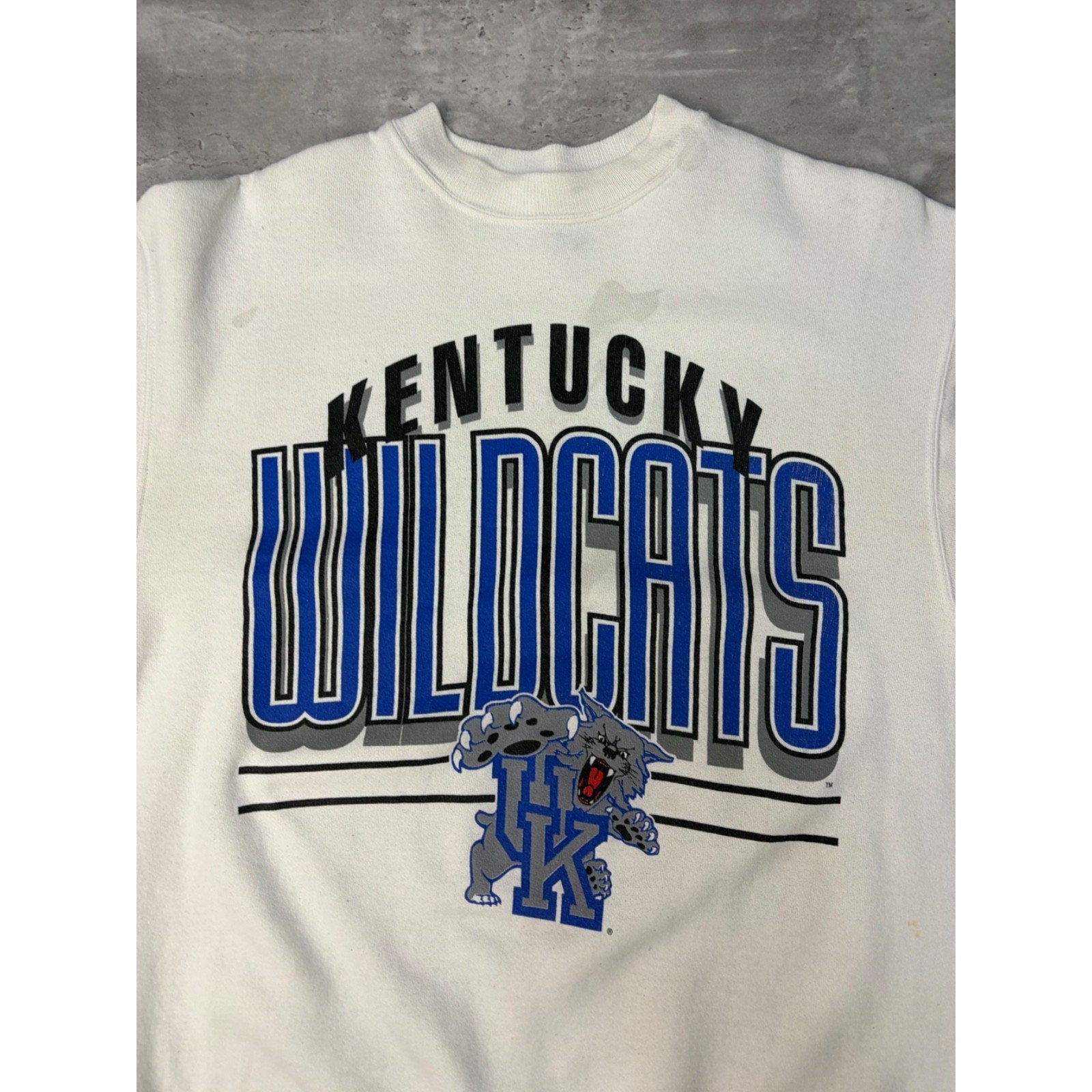 Vintage 90s Kentucky Wildcats NCAA Collegiate Spellout Sweatshirt Size Large