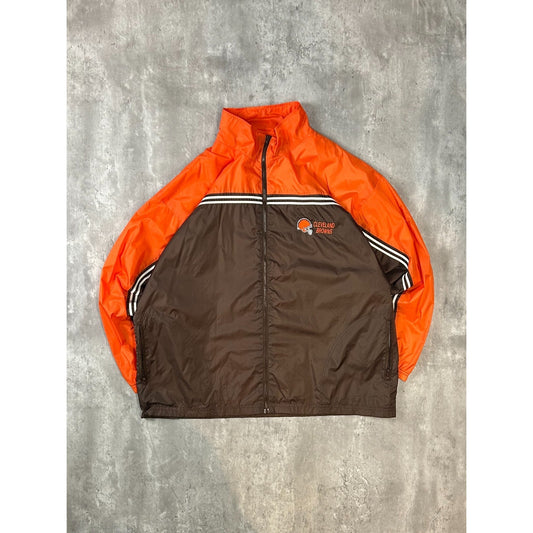 Vintage Cleveland Browns NFL Embroidered Logo Full Zip Nylon Jacket Size XL