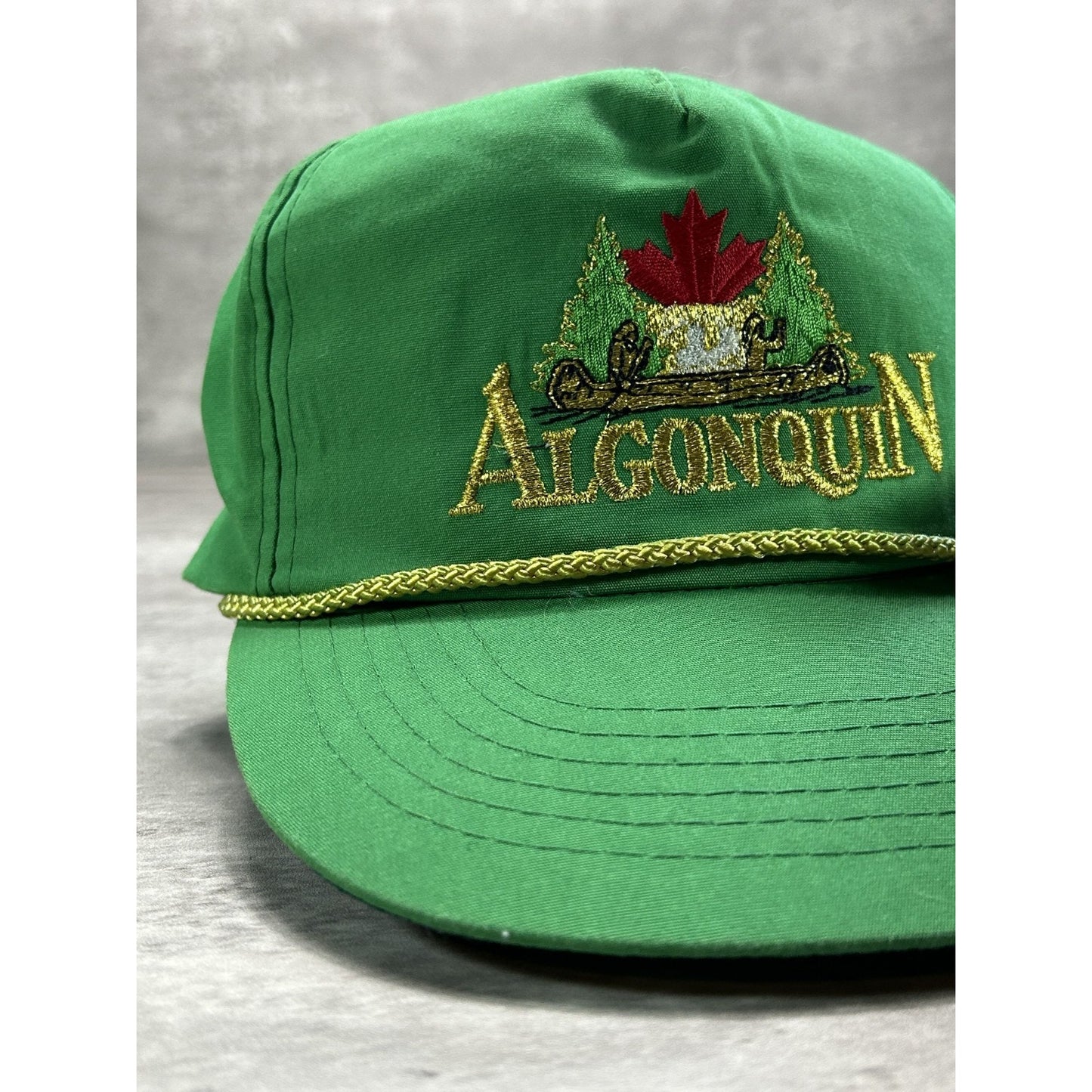 Vintage 90s Algonquin Embroidered Spellout Destination Snapback Hat OSFA Green